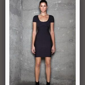 HERVE LEGER BANDAGE JOCELYN ANTHRACITE NIGHT OUT FITTED SEXY MINI DESIGNER DRESS